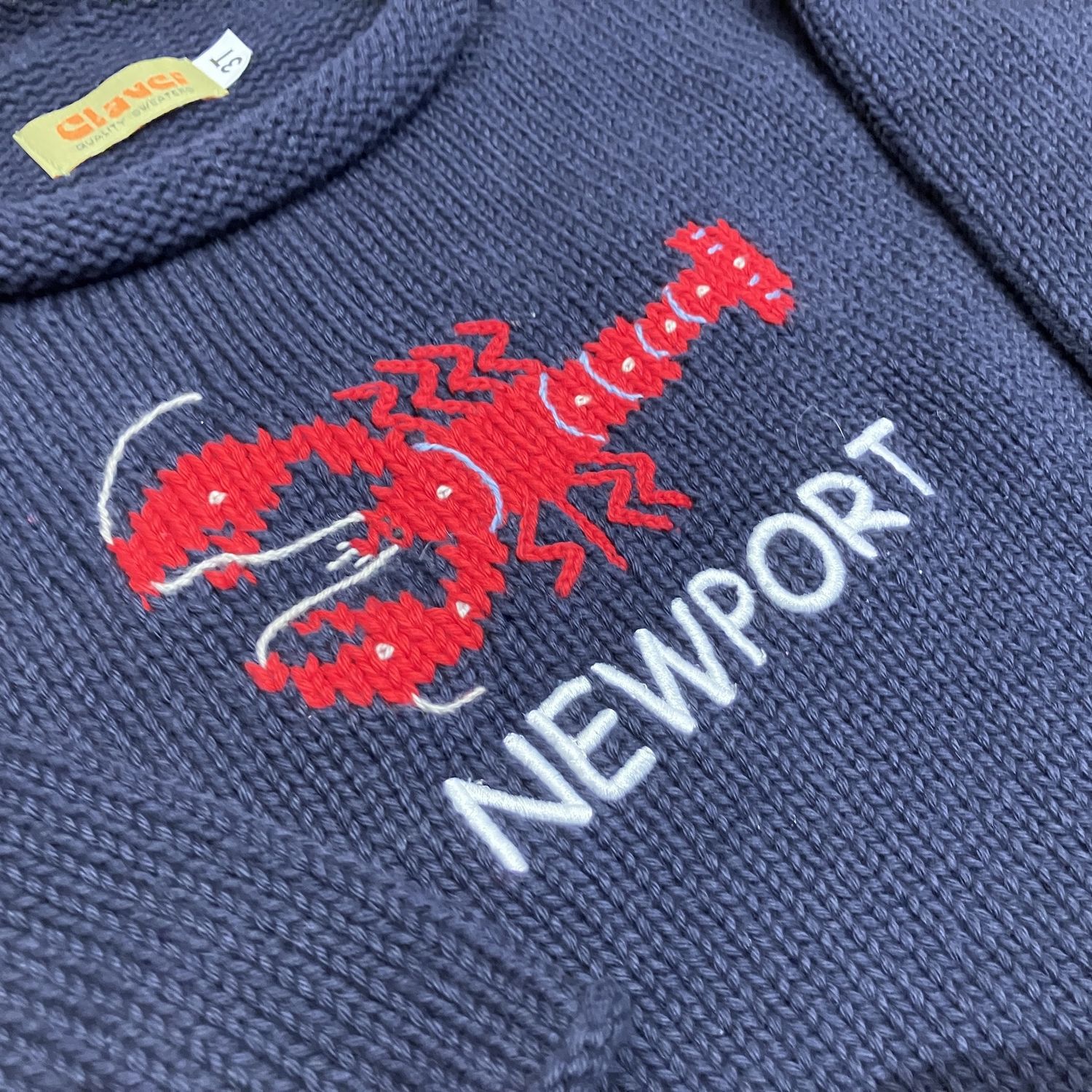 Thin Knit Navy Emb NPT Sweater w/ Lobster 