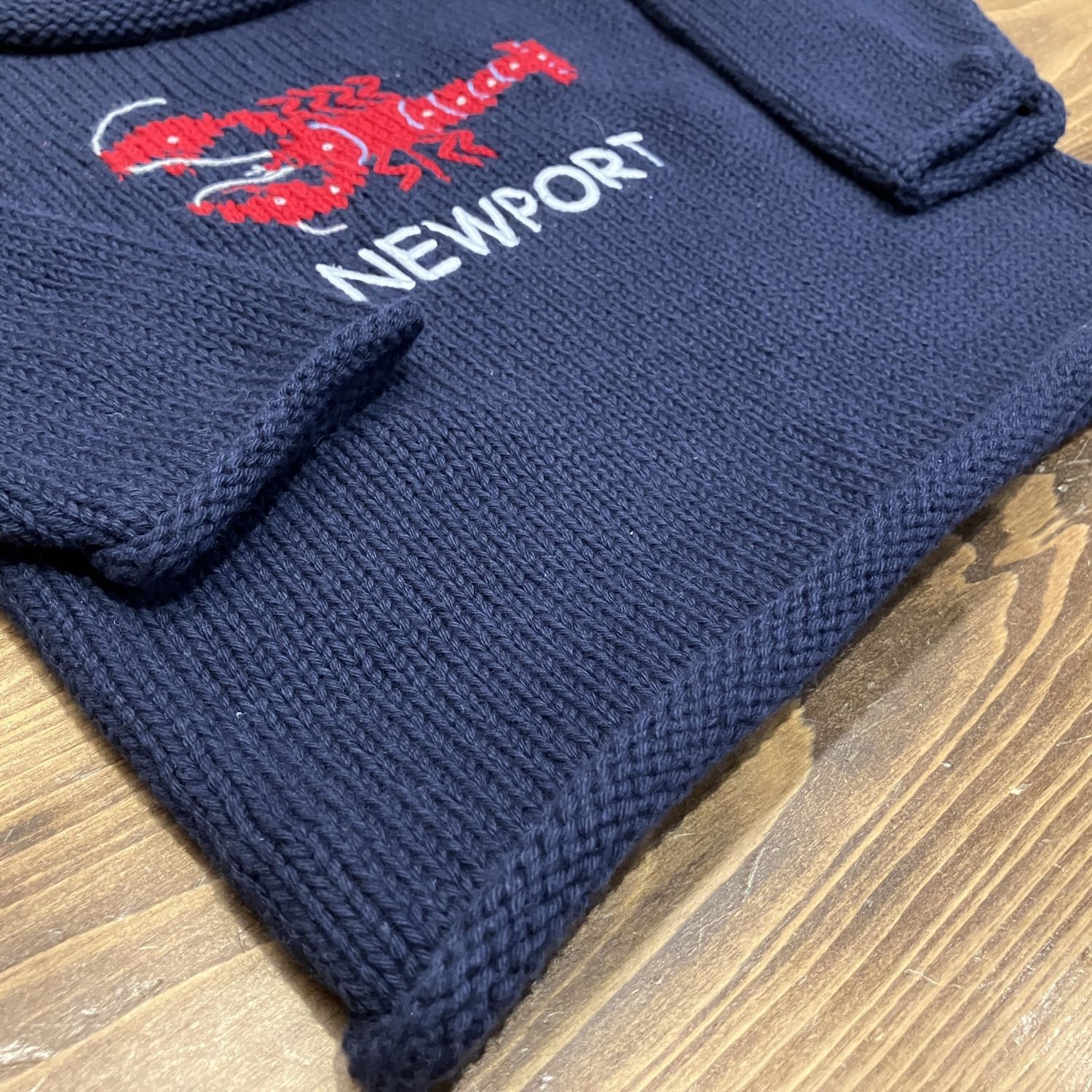 Thin Knit Navy Emb NPT Sweater w/ Lobster 