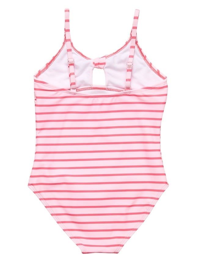 Coral Stripe Bow Swimsuit