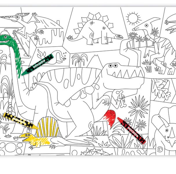 DINO WORLD COLORING POSTER