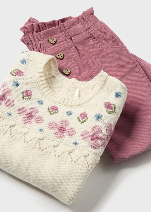 Knit Flower Sweater Set