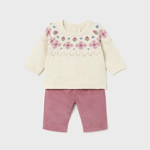 Knit Flower Sweater Set
