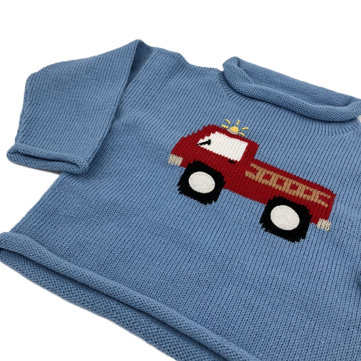 FIRETRUCK CHAMBRAY SWEATER