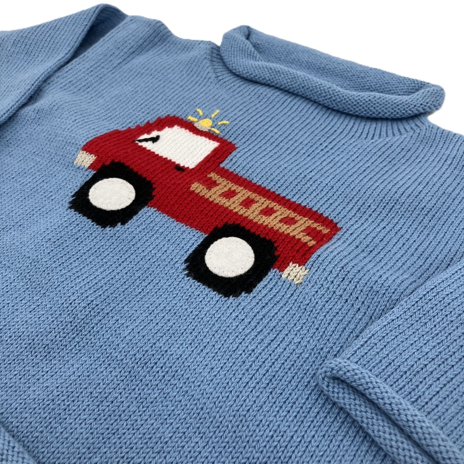 FIRETRUCK CHAMBRAY SWEATER
