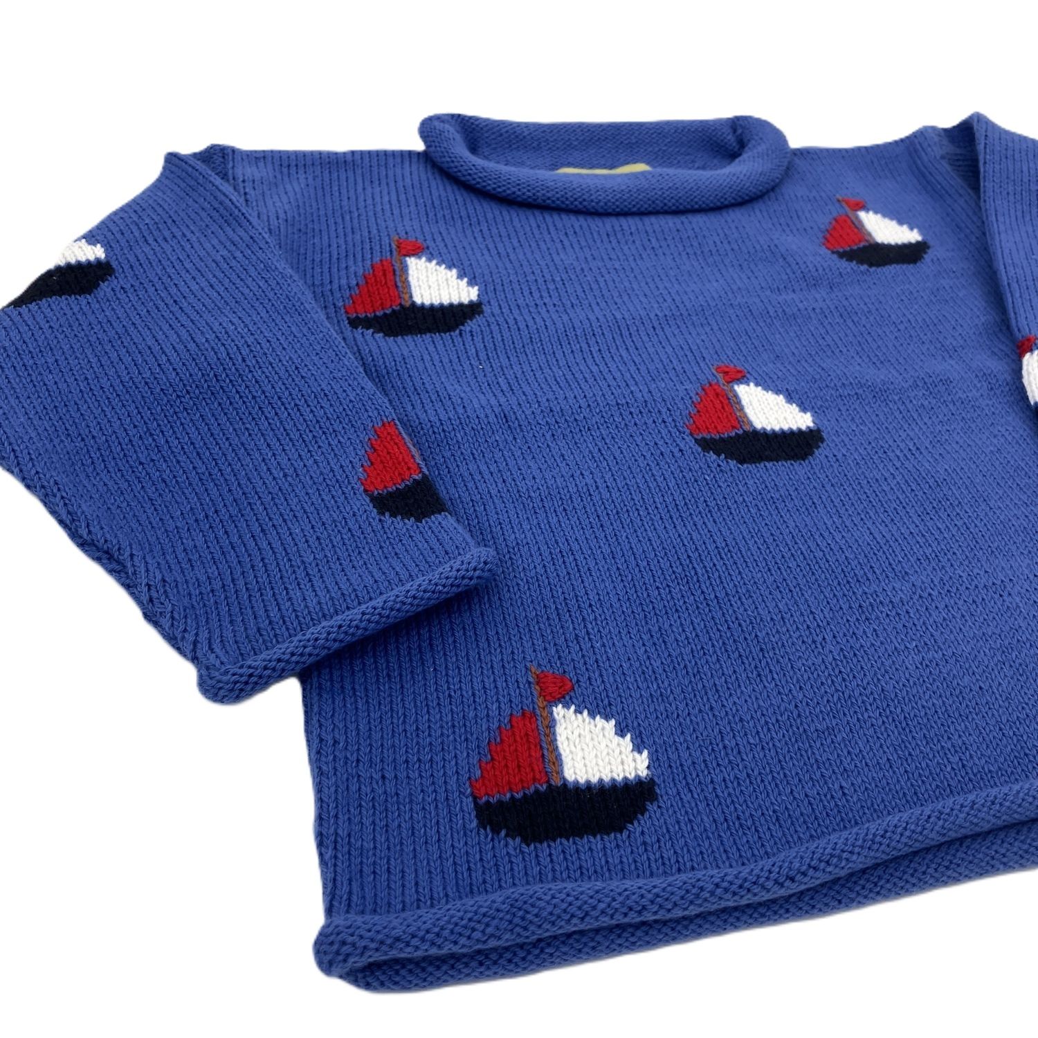 Blue Knit Sweater Sailboat