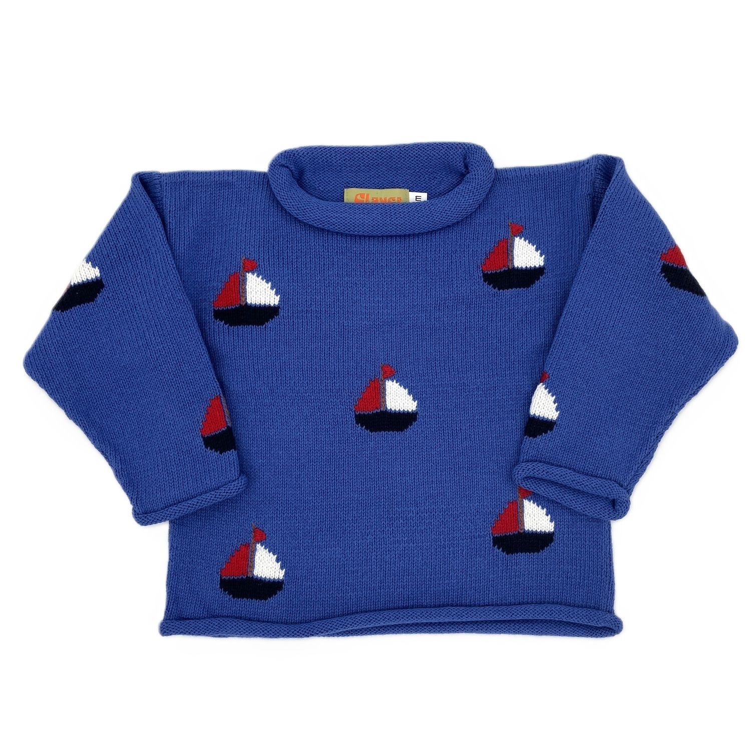 Blue Knit Sweater Sailboat