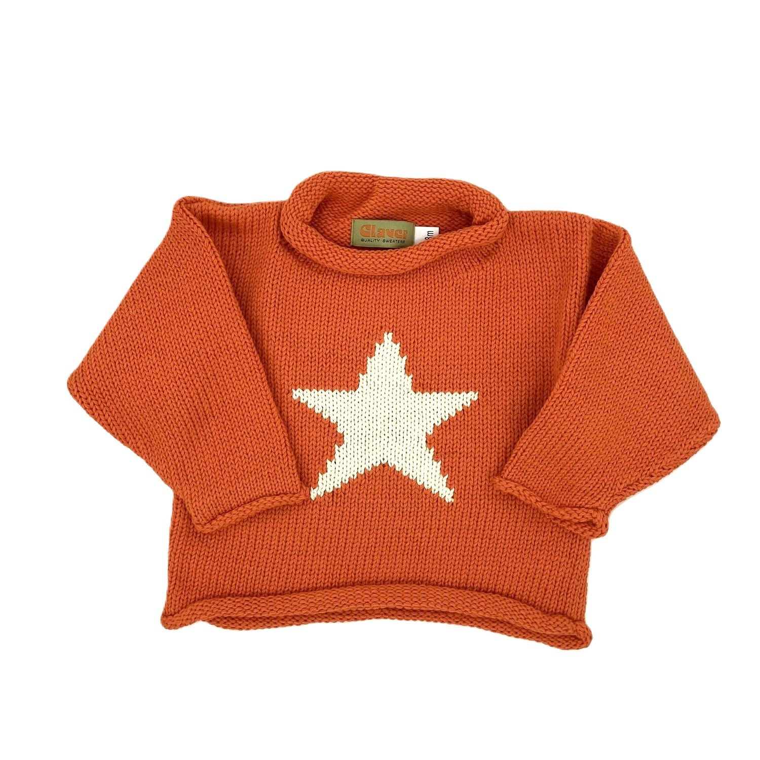 Orange Knit Star Sweater