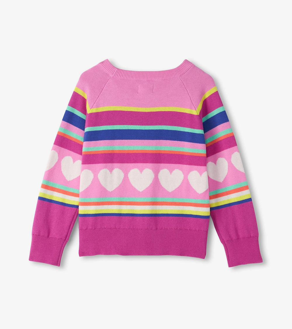 Rainbow Heart Stripe Sweater