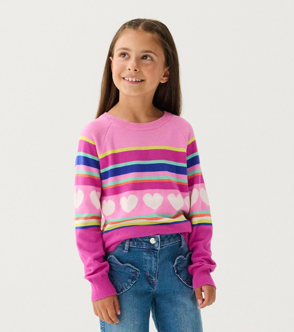 Rainbow Heart Stripe Sweater