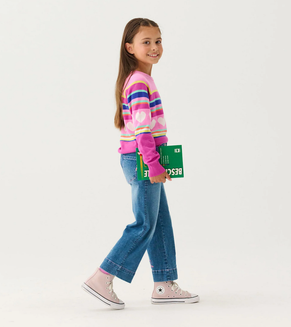 Rainbow Heart Stripe Sweater