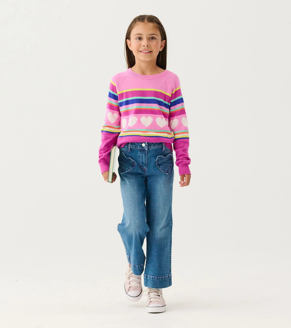 Rainbow Heart Stripe Sweater