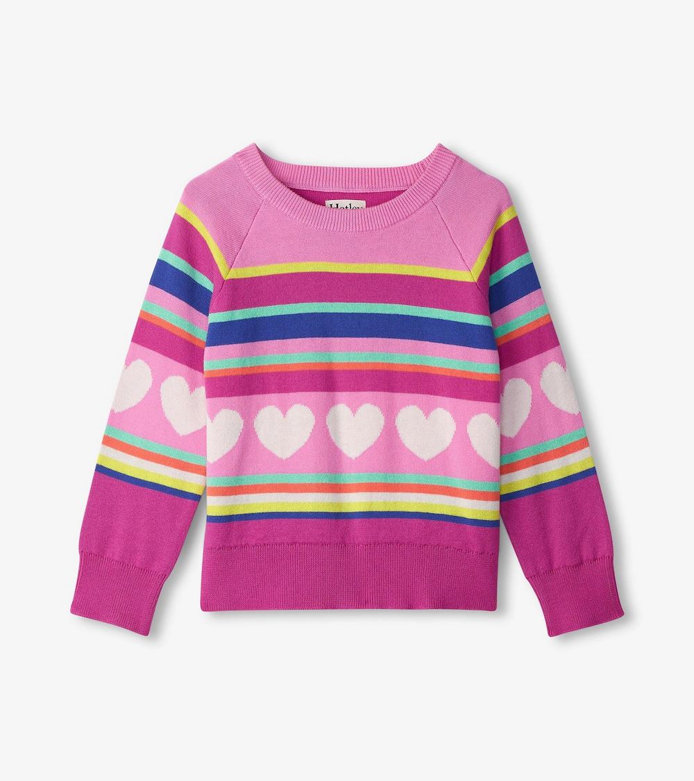 Rainbow Heart Stripe Sweater
