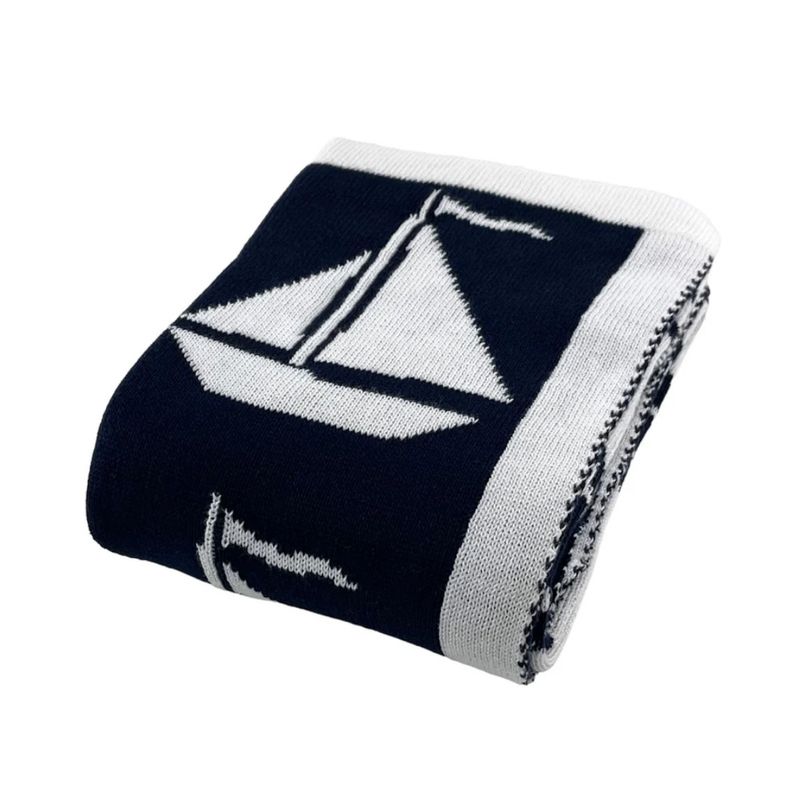 Navy Sailboats Blanket