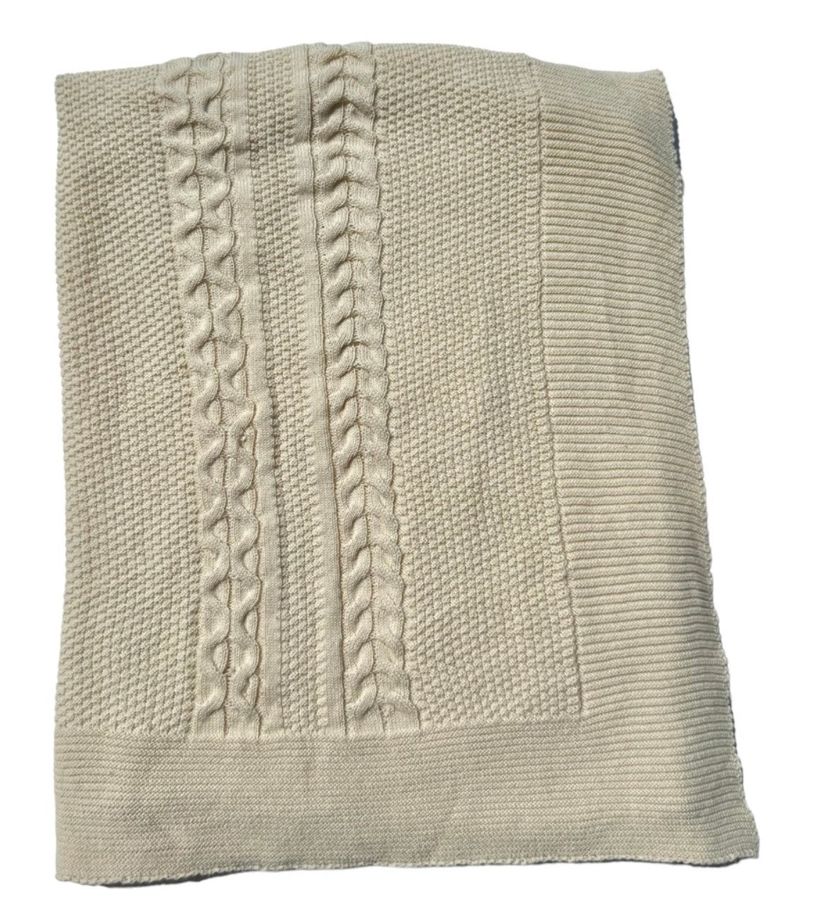 Classic Natural Aran Knit Blanket