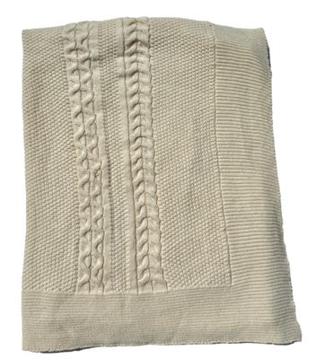 Classic Natural Aran Knit Blanket