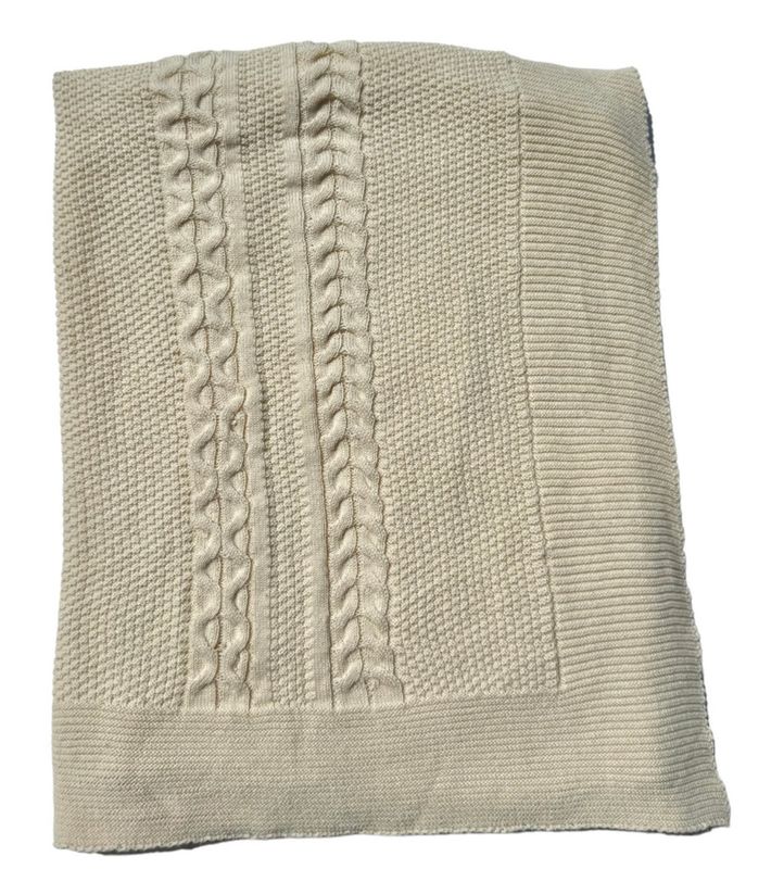 Classic Natural Aran Knit Blanket