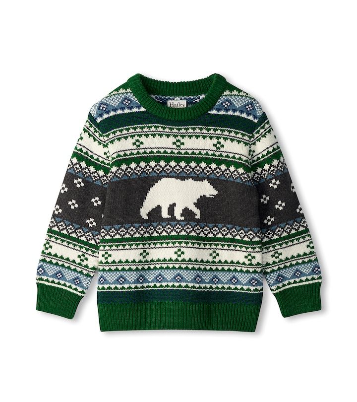 Green Polar Bear Crew Neck Sweater