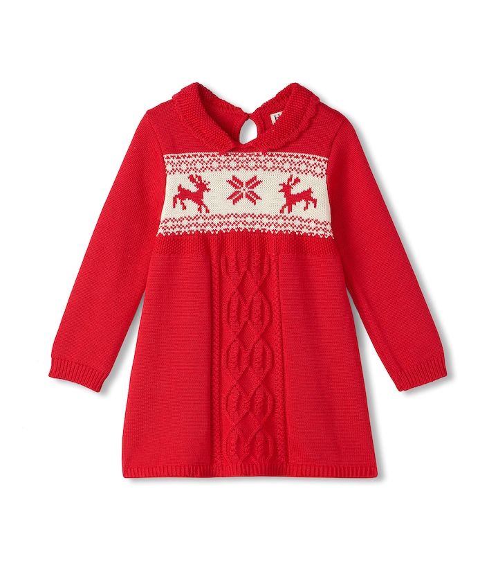Red Cable Knit Sweater Dress
