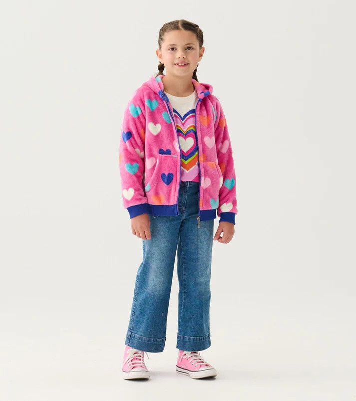 Hearts Fleece Zip Up Hoodie