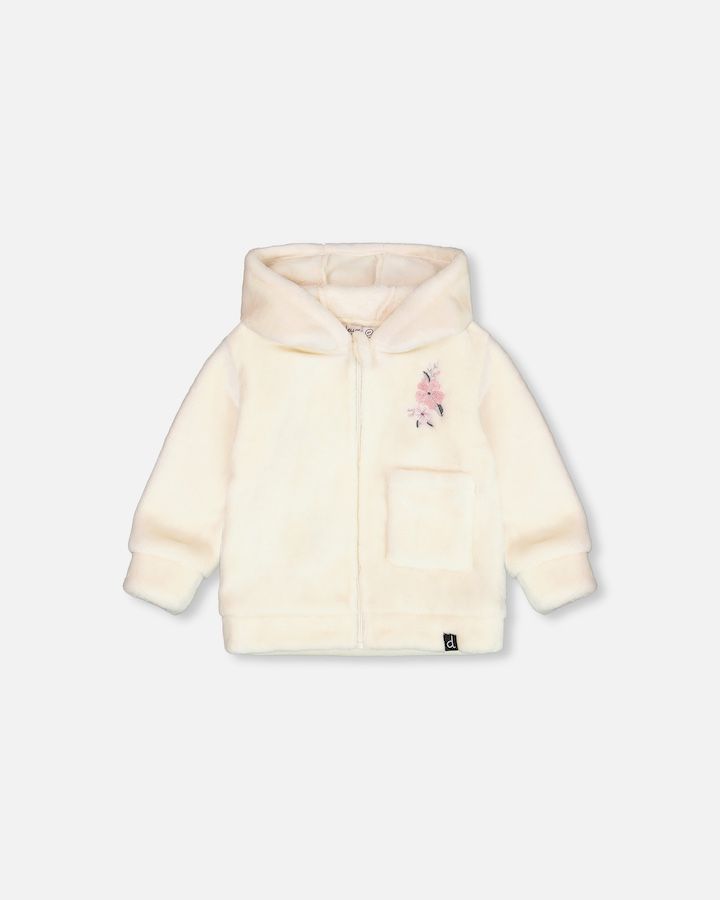 Off White Plush Flower Jacket