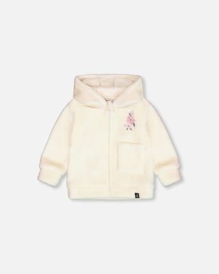 Off White Plush Flower Jacket