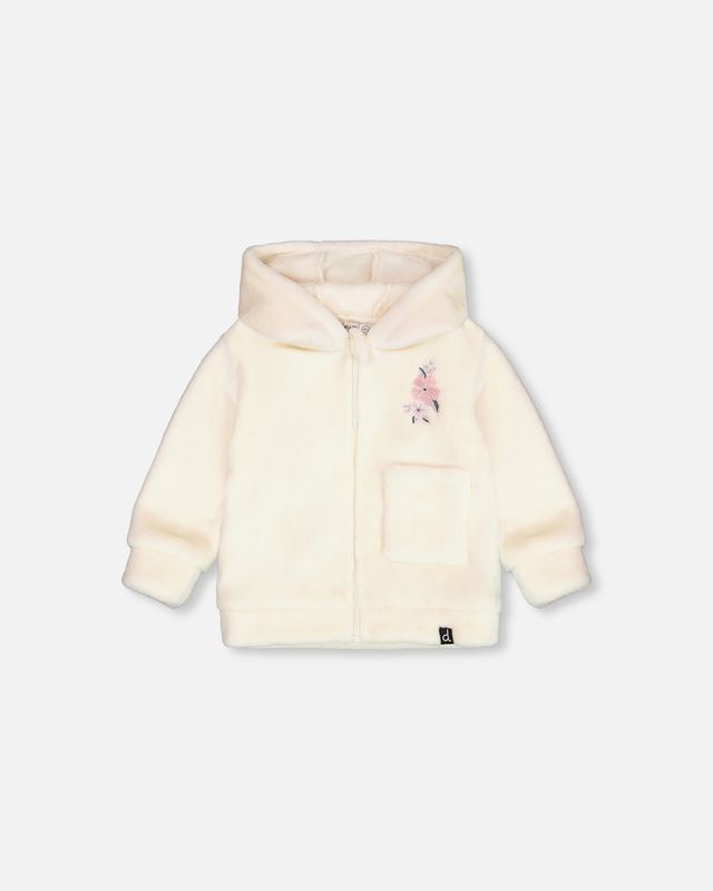 Off White Plush Flower Jacket