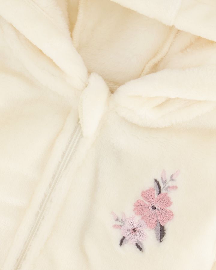 Off White Plush Flower Jacket