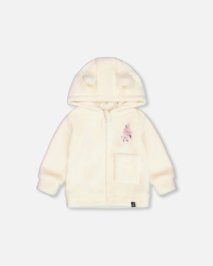 Off White Plush Flower Jacket