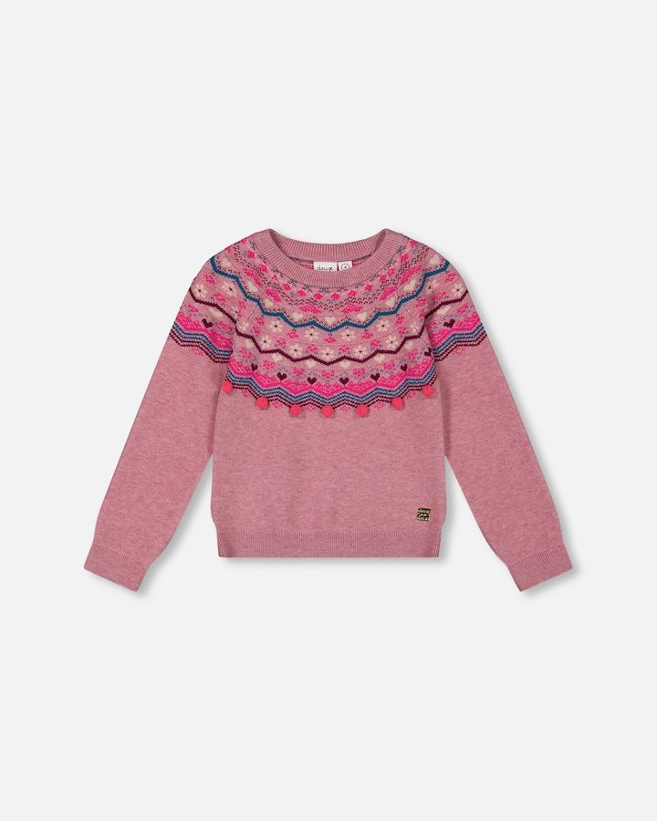Mauve Fairisle Raglan Sweater