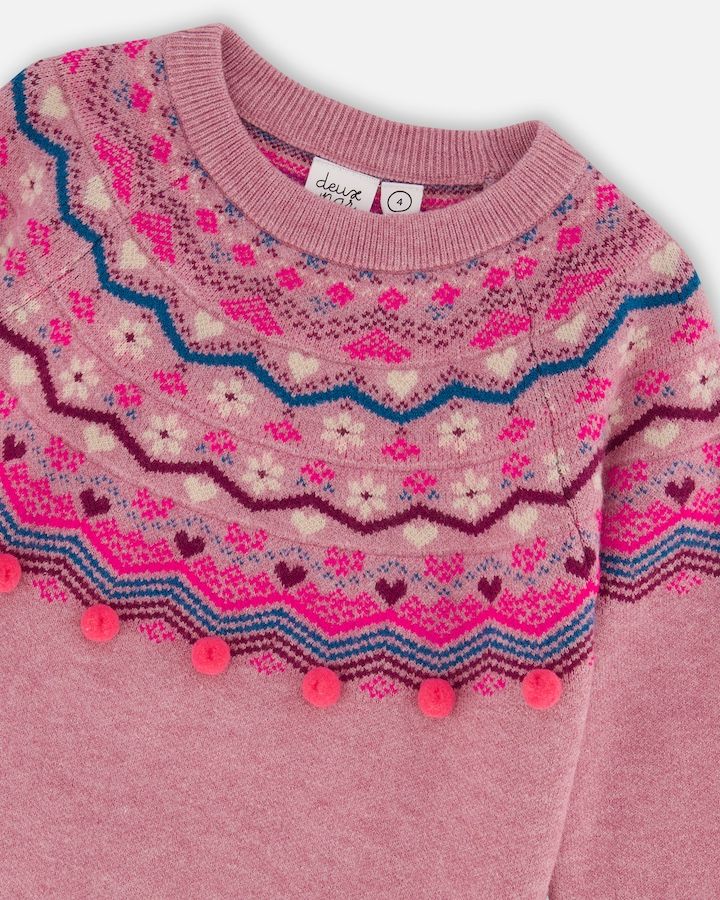 Mauve Fairisle Raglan Sweater