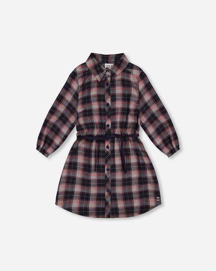 Navy/Pink Plaid Dress