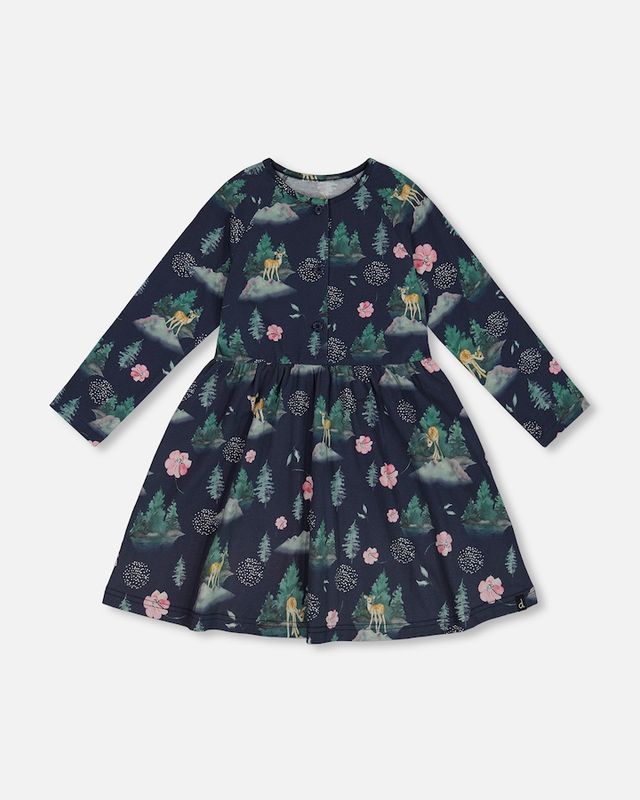 Navy Longsleeve Deer Dress