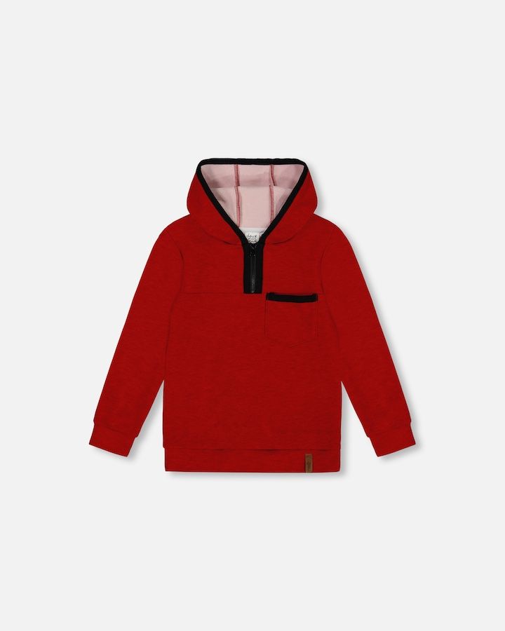 Red Hooded Zip Tee