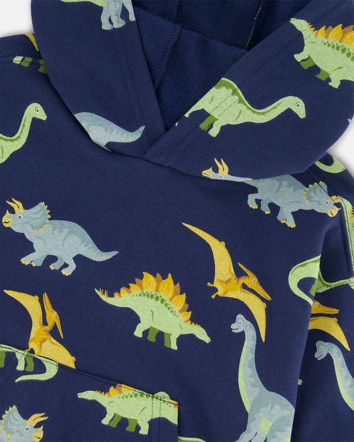 Blue Dino Hooded Sweatshirt