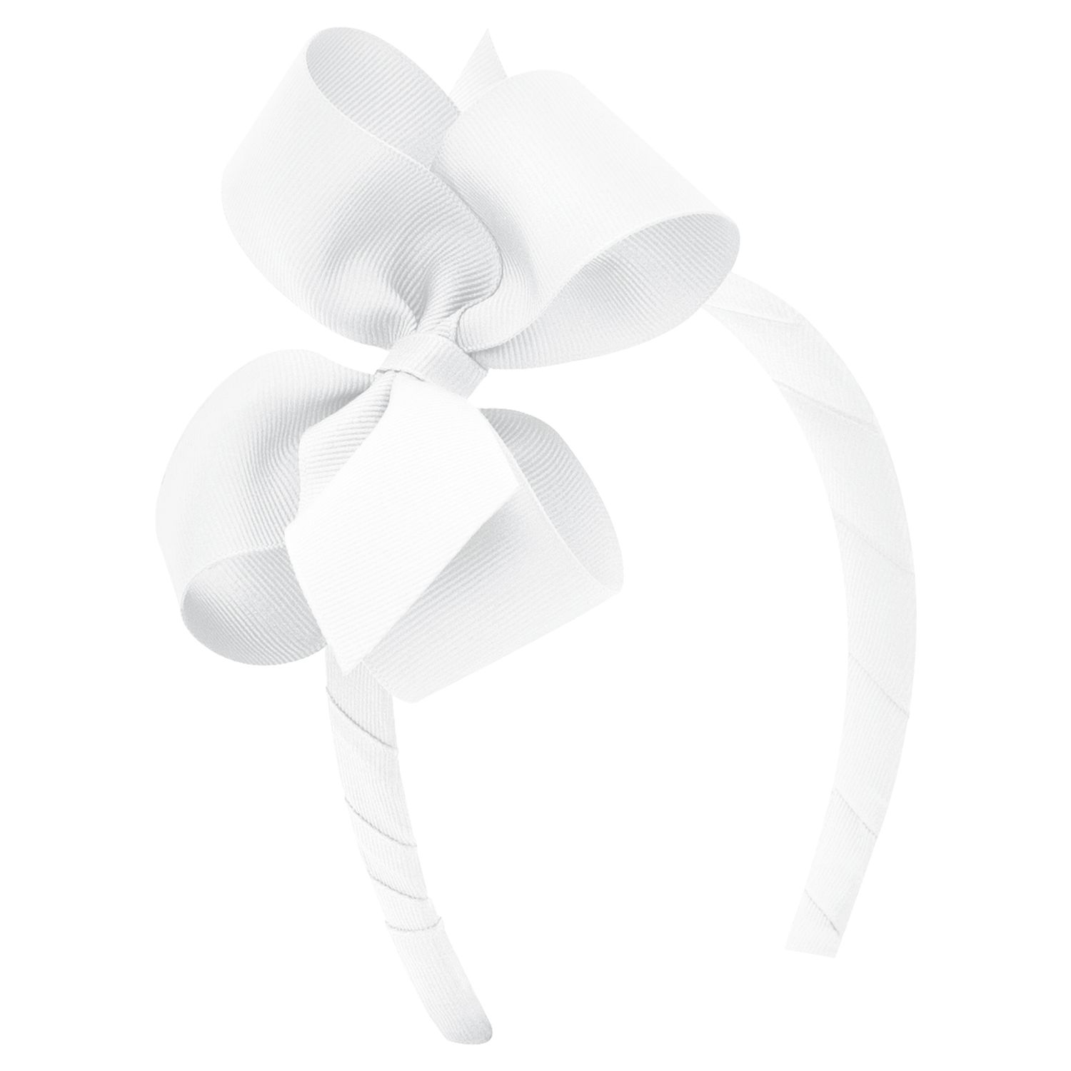 Medium Grosgrain White Bow on Matching  Headband