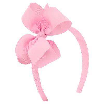 Medium Grosgrain Pink Bow on Matching Headband