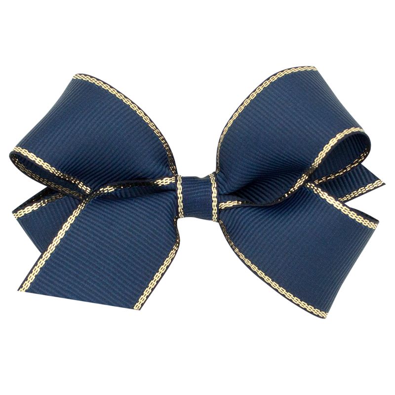 Mini Navy Gold Metallic Edge Bow