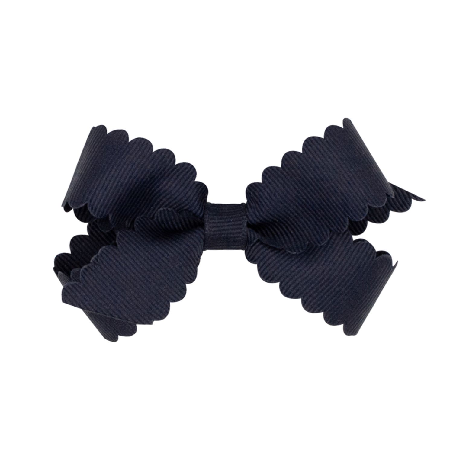Tiny Navy Scalloped Bow