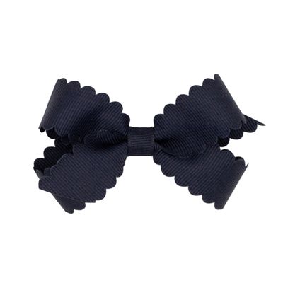 Tiny Navy Scalloped Bow