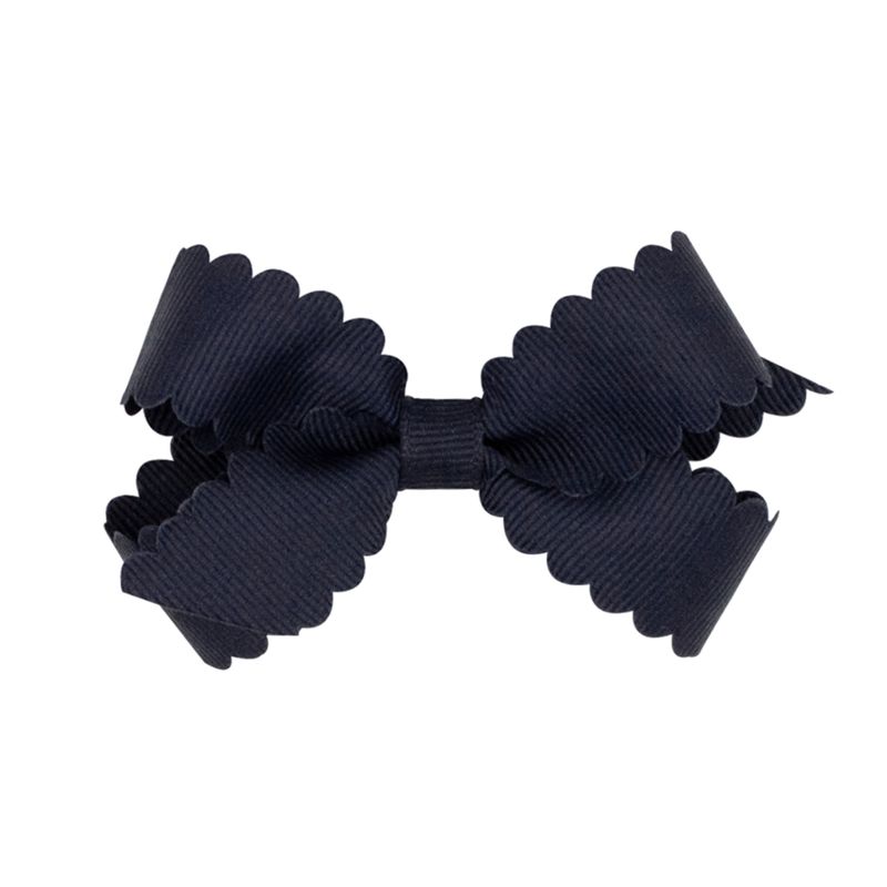 Mini Navy Scalloped Bow