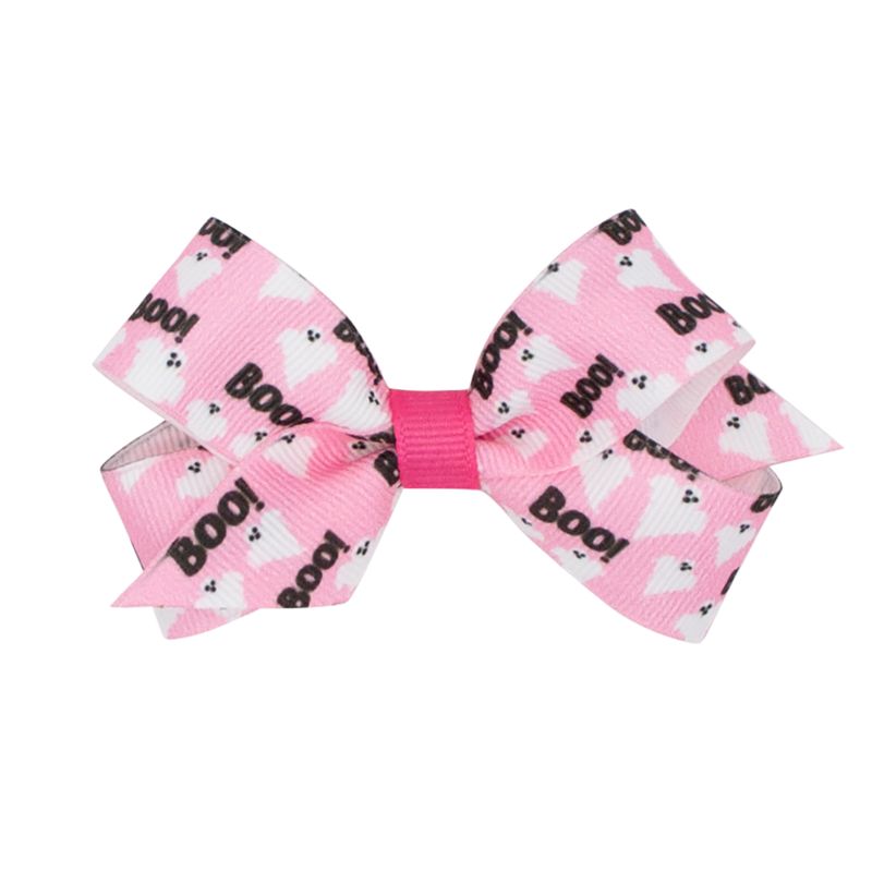 Mini Pink Ghost Grosgrain Bow