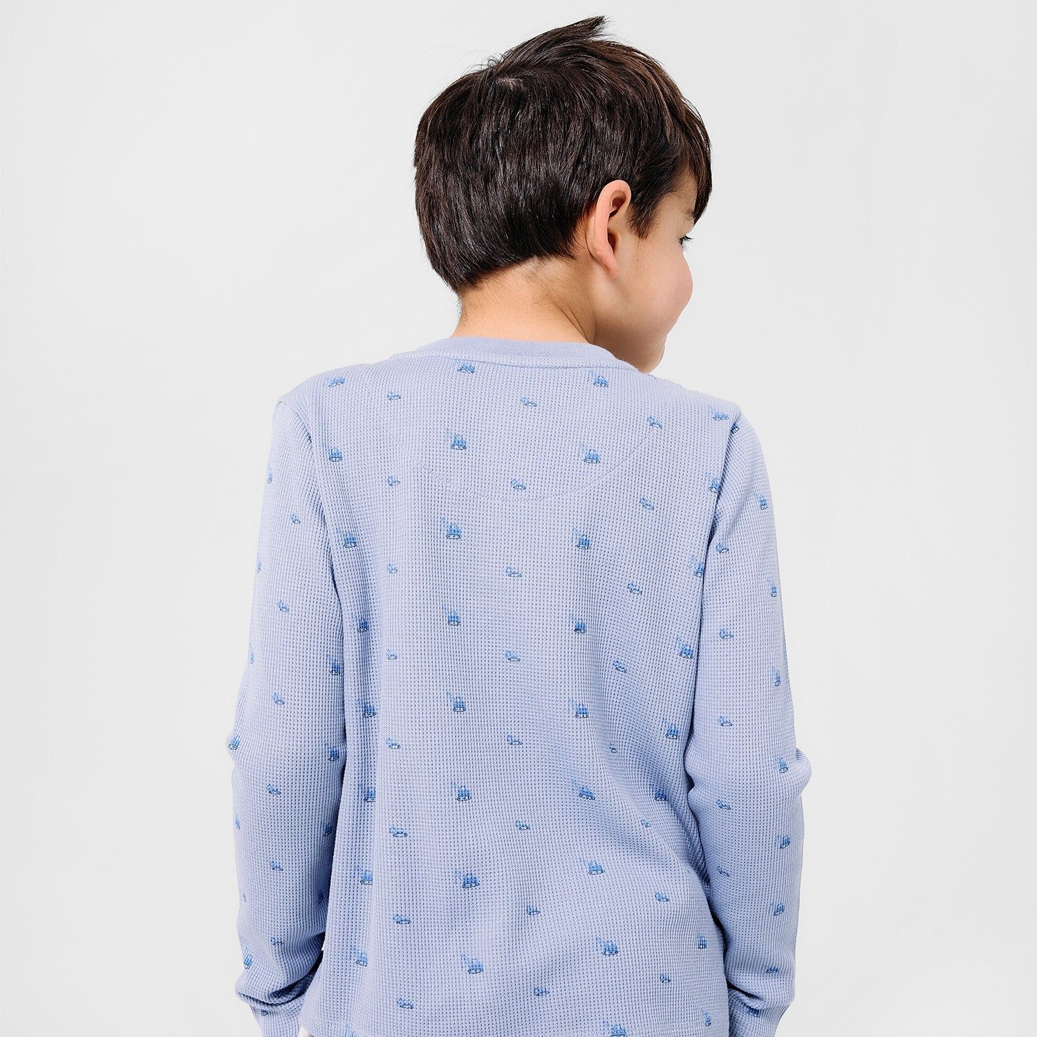 Soft Slate Henley Waffle Top