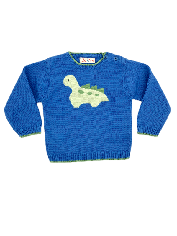Blue Knit Dinosaur Sweater
