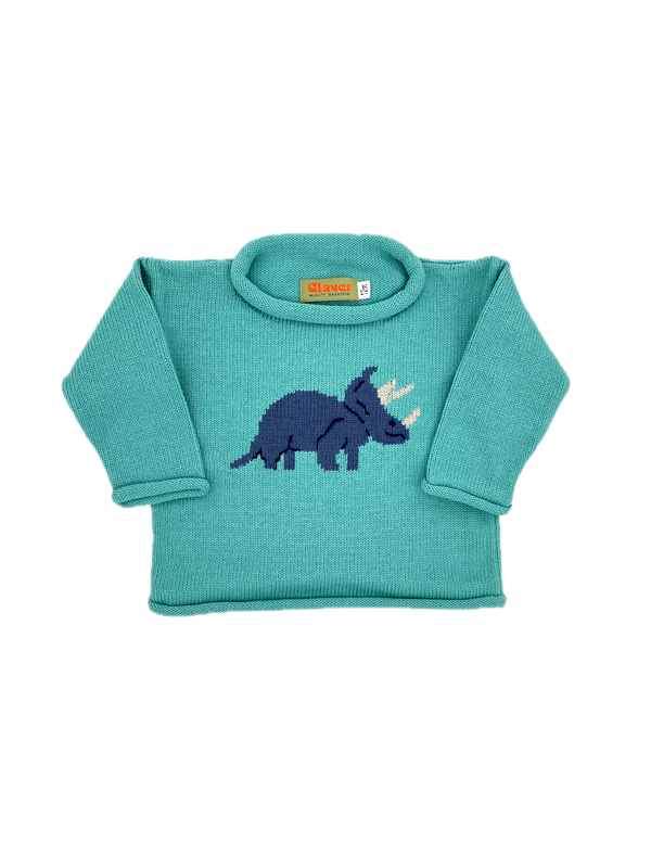 Teal Green Triceratops Sweater