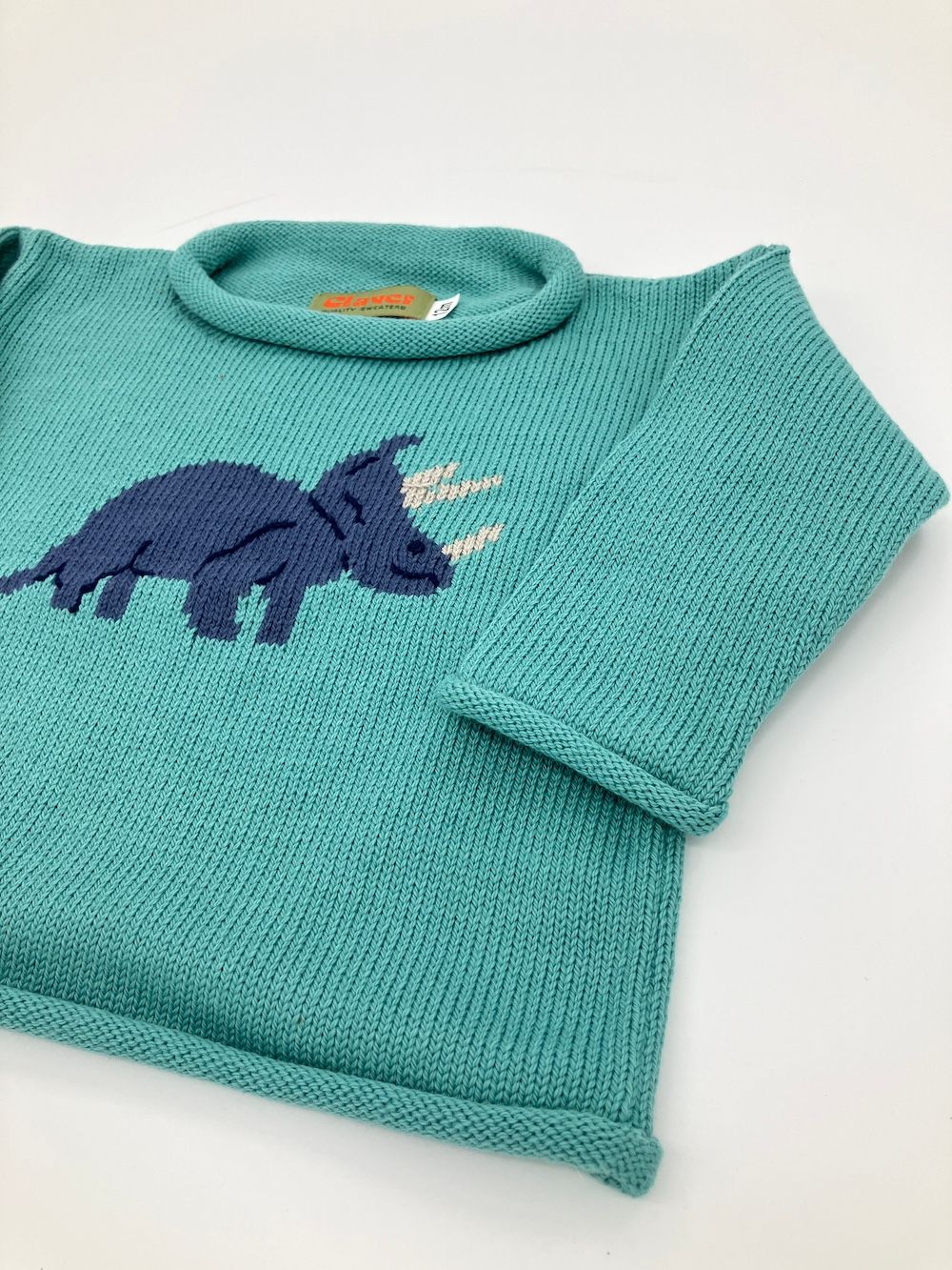 Teal Green Triceratops Sweater