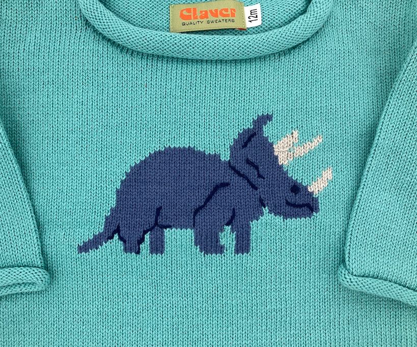 Teal Green Triceratops Sweater