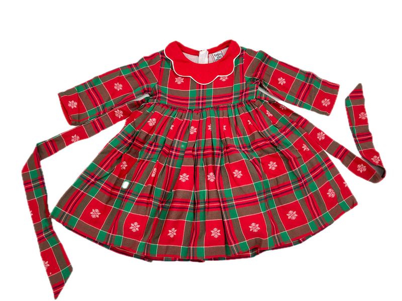 Collar Snowflake Plaid Dress