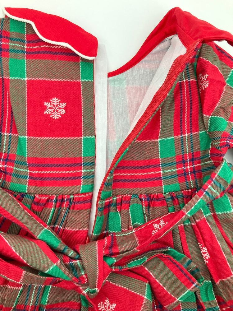 Collar Snowflake Plaid Dress