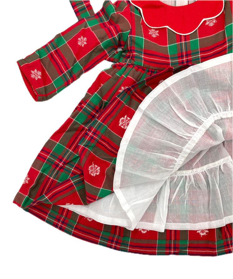 Collar Snowflake Plaid Dress