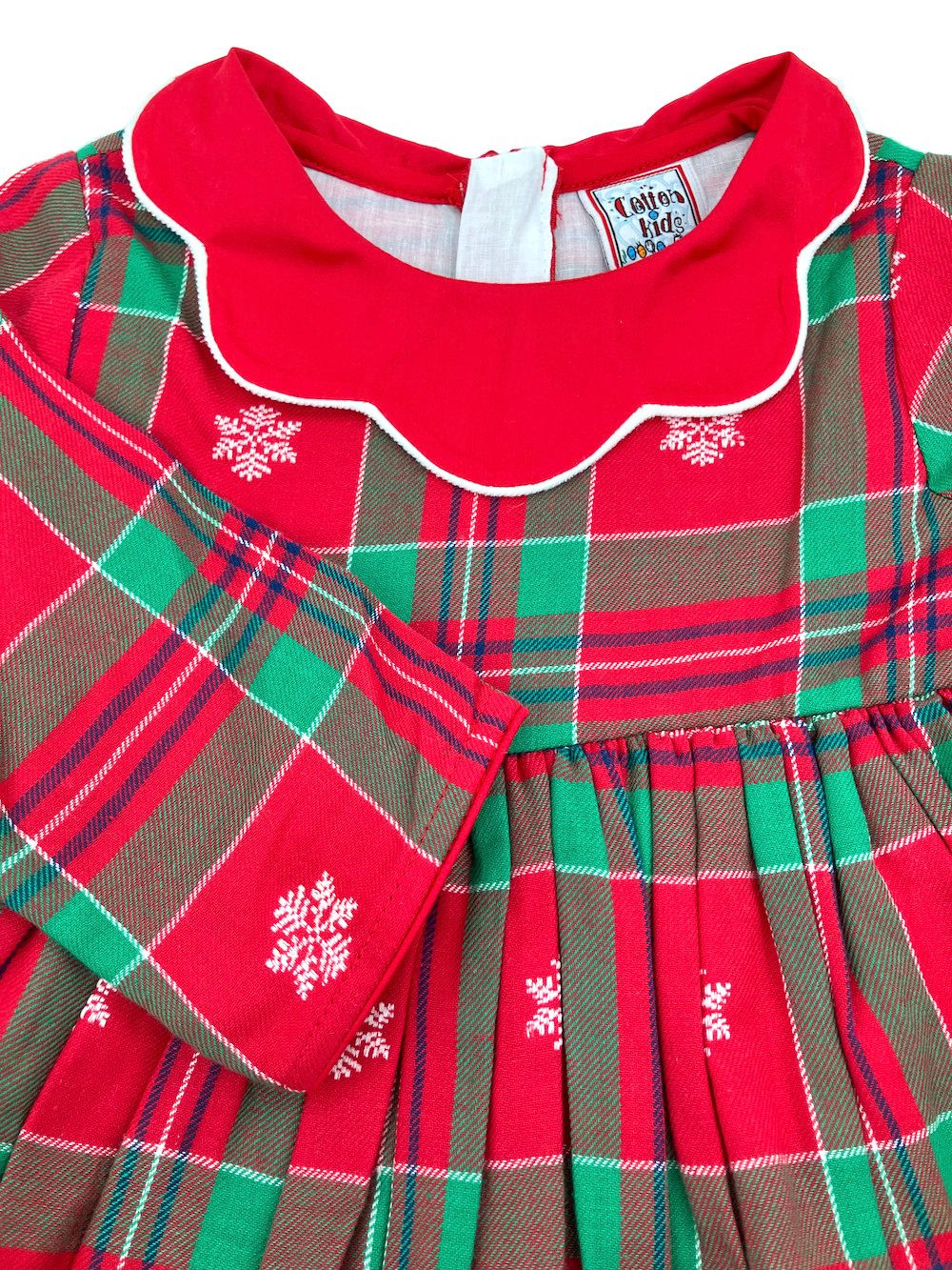 Collar Snowflake Plaid Dress